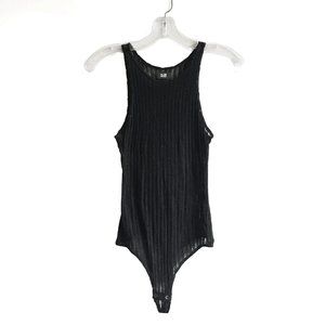 Made Gold black semi sheer stripe bodysuit